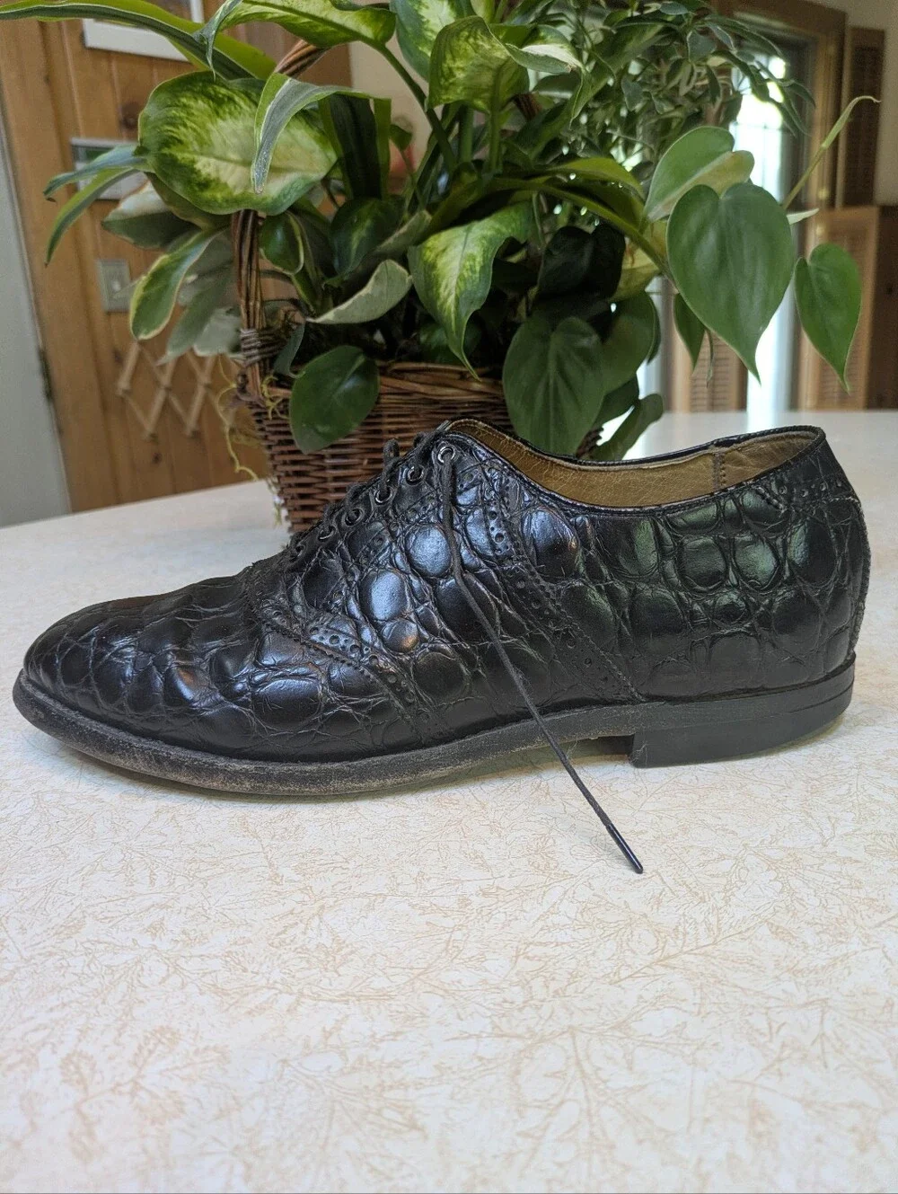 Mens Genuine Alligator Wingtip Dress Shoes Premium Goodyear Welted Oxfords S:11D